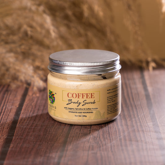 Coffee Body Scrub With Walnut shell extract, Coffee Powder & Spirulina, 300g - No.1 Brand in India