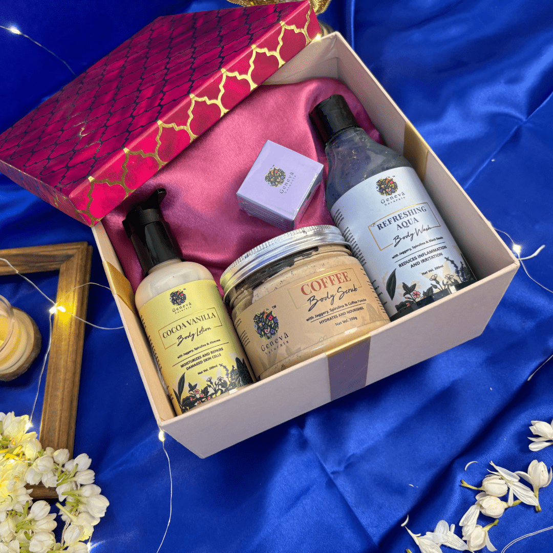 Body Wash, Coffee Body Scrub, Coco vanilla body lotion, lip balm - No.1 Brand in India